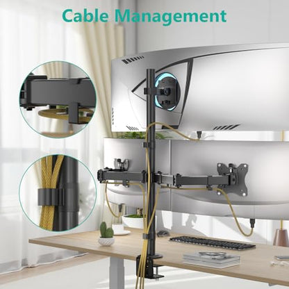 WALI Triple Monitor Mount for up to 49 inch Ultrawides on Top Bracket and 32 inch Screens on Side Brackets, Extra Tall 3 Monitors Desk Mount, Heavy Duty Monitor Arm up to 44 lbs (M003-P), Black - size: 13"-49", style: Triple