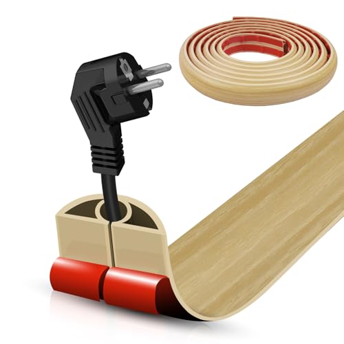 Floor Cord Cover Self Adhesive Cord Hider,10FT Cable Management, Extension Strip Protector for Wires, Prevent Cable Trips for Offices, Gyms, Exhibitions Cavity:0.3"(W) x0.28(H) WoodLightyellow - color: Wood Light yellow, size: 0.78" x 10'