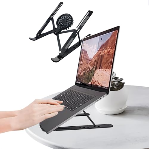 Portable Laptop Stand with Cooling Fan, Ergonomic Stands Mount Support, Detachable Laptop Riser Notebook Holder Compatible with MacBook, Dell, Lenovo More 16-18" Laptops_Black - color: Fan_BLACK*, size: for 16"-18" Laptop