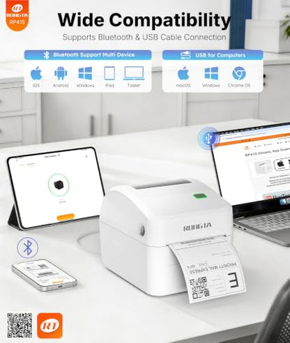 Rongta Thermal Shipping Label Printer, Wireless 4x6 Bluetooth Label Sticker Printer for Shipping Packages for Small Business,Compatible with Windows macOS Android and iOS