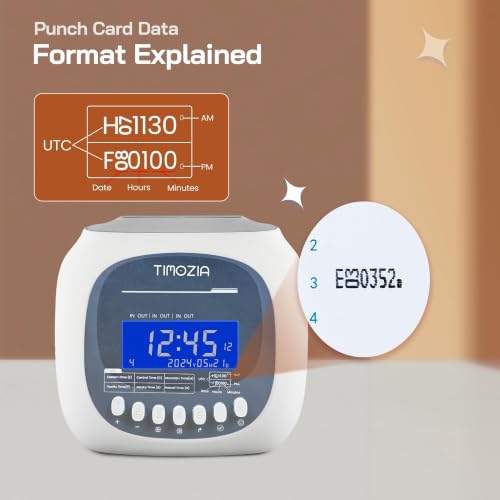 Time Clocks for Employees Small Business, Auto-Align Time Clock | 6 Punches per Day Time Machine, Clock in Machine for Employees with Time Cards, 2 Ink Ribbons
