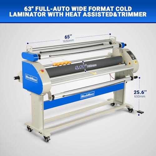 67" Full Auto Cold&Heat Assisted Laminator with 4 Trimmers,Max Speed 52.5 ft/min,63" Max Laminating Width,1.1" Max Thickness, Infrared Heating,(Requires Air Compressor, Not Included),1700-A3