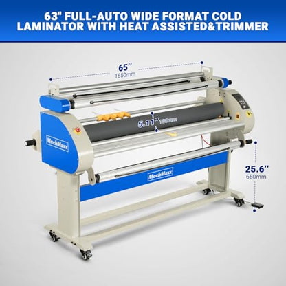 67" Full Auto Cold&Heat Assisted Laminator with 4 Trimmers,Max Speed 52.5 ft/min,63" Max Laminating Width,1.1" Max Thickness, Infrared Heating,(Requires Air Compressor, Not Included),1700-A3