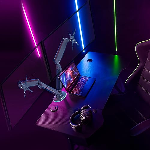 AVLT Dual 27”-43” RGB Gaming Monitor Arm Desk Mount -Dark Gray | 20 Lighting Modes Touch Button Control Fits Flat/Curved/Ultrawide Screen Height Swivel Tilt Rotation Adjustable Monitor - color: Dark Gray - Dual