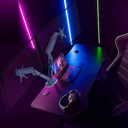 AVLT Dual 27”-43” RGB Gaming Monitor Arm Desk Mount -Dark Gray | 20 Lighting Modes Touch Button Control Fits Flat/Curved/Ultrawide Screen Height Swivel Tilt Rotation Adjustable Monitor - color: Dark Gray - Dual