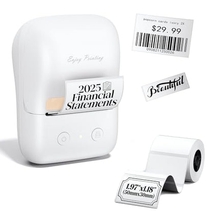 Label Maker, A421 Bluetooth Label Thermal Printer for Small Business & Home | Inkless Printer for Barcode, Address, Office, Compatible with iOS & Android, with 1 Label - color: White