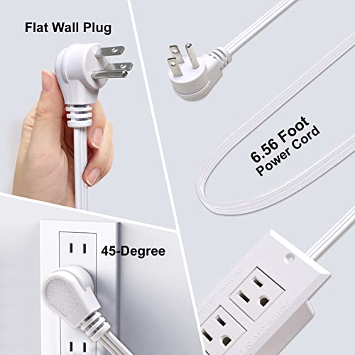 Desk Power Strip with USB Recessed Mounted Desktop Power Outlet 2 Outlets 3 USB Ports (15W/3A) Flat Power Plug, Charge Station for Table Cabinet Sofa Counter - color: White