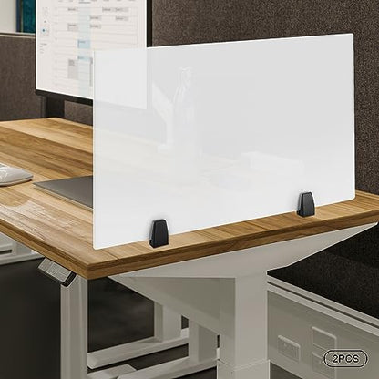 2 PCS 30" x 18" Clamp-On Desk Privacy Panels, Frosted Acrylic Desk Dividers, Plexiglass Office Partitions for Open Workspace Classroom Study