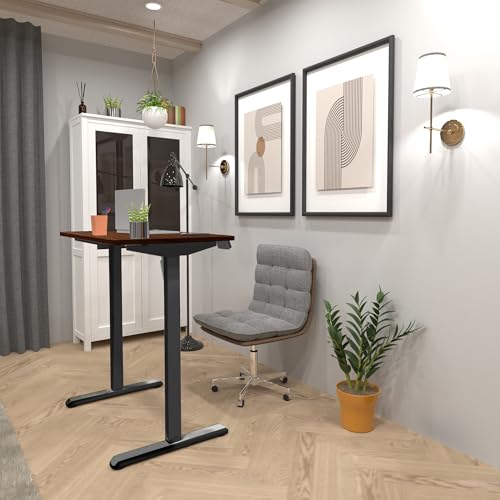 Mount-It! Motorized Standing Desk 40x24 – Height Adjustable Sit to Stand Desk for Home Office, Compact Ergonomic Workstation with Memory Presets, Black Frame with Hazelnut Woodgrain Top - color: Hazelnut, size: 40x24 inches