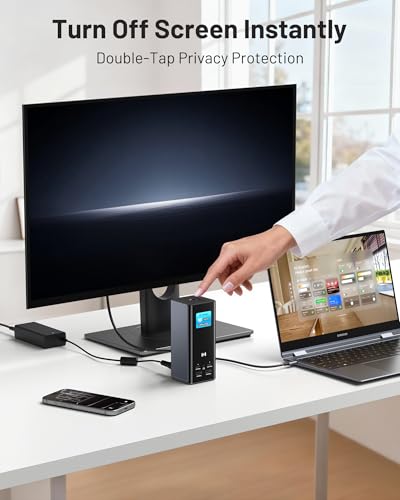 Smart Display Docking Station 3 Monitors,150W PD for Mac(Driver Required) | Triple 4K@60Hz,USB-C Dock 3 Displays,3HDMI+2DP,10Gbps USB,2.5G Ethernet & 150W PD,Weather Forecast, Working Status Display