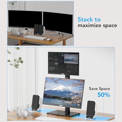 Dual Monitor Stand Vertical Stack Screen Free-Standing Desk Mount Arm Riser Fits Two 13 to 34 Inch Computer Monitors with Swivel,Tilt, Height Adjustable,VESA Stand 100x100mm, 75x75mm AX05TB02 - size: Dual monitor stand