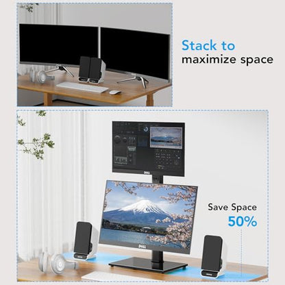 AX WABER Dual Monitor Stand Vertical Stack Screen Free-Standing Desk Mount Arm Riser Fits Two 13 to 34 Inch Computer Monitors with Swivel,Tilt, Height Adjustable,VESA Stand 100x100mm, 75x75mm AX05TB02 - size: Dual monitor stand