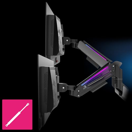 MSI MPG MT201DR V2-Premium RGB Dual Monitor Stand Arms,17-35" Support,VESA Compatible,Adjustable Heavy Duty Gas Spring Mount,44 lbs per Screen Capacity,Clamp&Grommet,Quick Release Plate-Gray - color: Gray