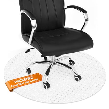 Chair Mat for Carpet- Low Pile (1/4" Thick) Carpet Protector for Office Gaming Computer Desk Chair. Heavy Duty Desk Chair Mat for Carpeted Floors, Semi Transparent (Round-39in)