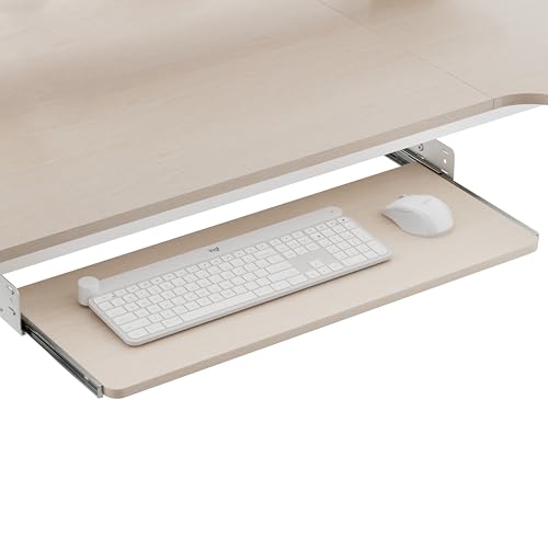 EUREKA ERGONOMIC Adjustable Keyboard Tray Under Desk, 28x11 Inch Large Slide Out Keyboard & Mouse Platform Tray, Wooden Pull Out Computer Keyboard Drawer for Typing Home Office Desk, Maple - color: Maple, size: 28inches