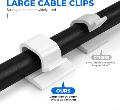 100Pack Adhesive Cable Clips, Wire Holders for Desk Wall Car, White - color: White, size: 100Pack