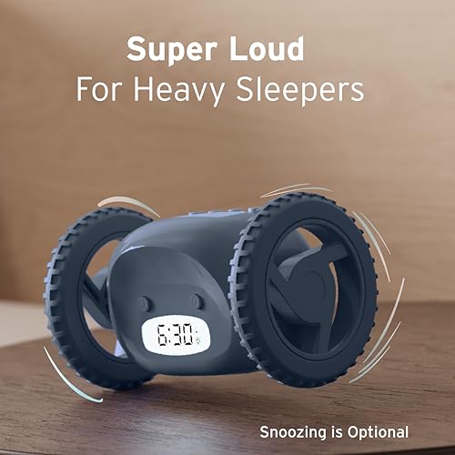 CLOCKY Alarm Clock on Wheels – Loud Rolling Alarm Clock for Heavy Sleepers - color: Slate