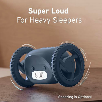 CLOCKY Alarm Clock on Wheels – Loud Rolling Alarm Clock for Heavy Sleepers - color: Slate