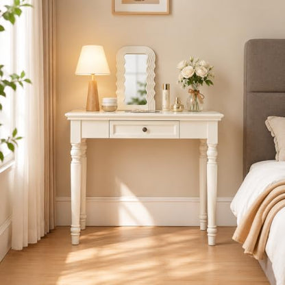 White Writing Desks with Drawers, 35" French Country Style - color: White, size: Standard-35 inches