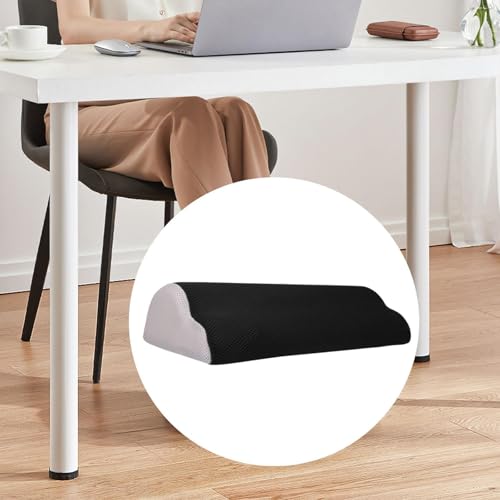 Under Desk Footrest Ergonomic Leg Rest Cushion - Portable Office & Travel Foot Stool- Black - color: Black