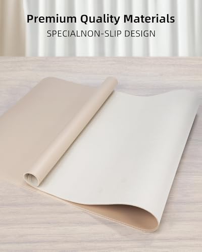 AFIING Extra Large Desk Mat - 55"x 17" Non-Slip Desk Pad for Office and Home - Ideal for Large Mouse Pad and Desk Mats on Top of Desks(Beige) - color: Beige, size: 55" x 17"
