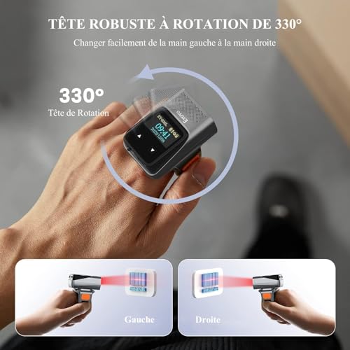 Eyoyo Mini 1D Wearable Bluetooth Ring Barcode Scanner Wireless with Display | Finger Bar Code Scanner Reader, Compatible with iPad iPhone Android, Left&Right-Handed Use, Fast&Accurate Scanning - color: Orange