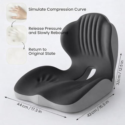 Ergonomic L-Shaped Memory Foam Seat Cushion with Lumbar Support, Designed to Help Relieve Tailbone, Coccyx & Lower Back Pain for Office,Truck, Car & Travel (Grey) - color: Grey