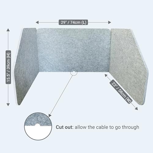 29.1" x 22.8" x 1.2" U-Shaped Desk Divider Partition, No Drill Freestanding Sound Absorbing Privacy Panel, Noise Reducing Cubicle Screen for Office Home & Classroom (Dusty Grey) - color: Grey (U-Shaped)