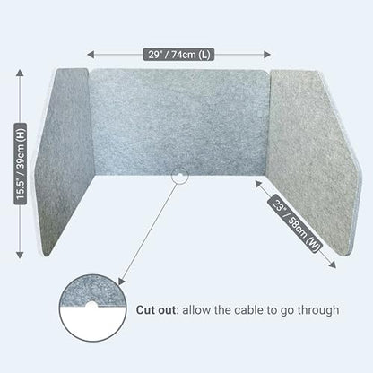 29.1" x 22.8" x 1.2" U-Shaped Desk Divider Partition, No Drill Freestanding Sound Absorbing Privacy Panel, Noise Reducing Cubicle Screen for Office Home & Classroom (Dusty Grey) - color: Grey (U-Shaped)