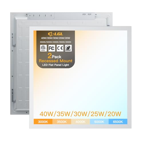 2x2 LED Flat Panel Light,Selectable 5CCT,0-10V Dimmable,5200LM,2Pack - size: 2x2FT-2pack