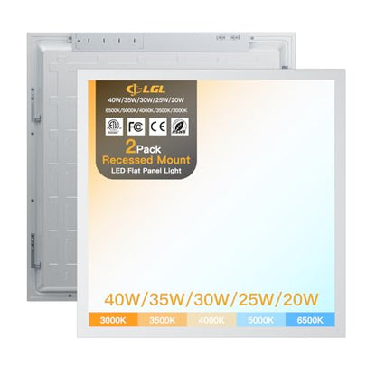 2x2 LED Flat Panel Light,Selectable 5CCT,0-10V Dimmable,5200LM,2Pack - size: 2x2FT-2pack