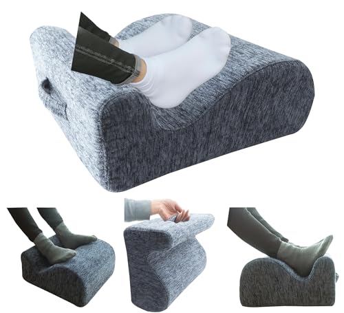 Desk Footstool - Ergonomic, Non-Slip Footstool with Two-Way tilt Design and Comes with a Removable, Washable Cover. Suitable for desks, Homes, Offices, and Cars (Dark Gray). - color: Dark Gray