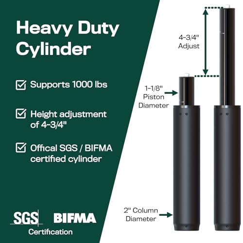 Office Chair Cylinder Replacement (As Seen On PBS) - Heavy Duty Pneumatic Gas Lift Piston for Desk Chairs and Gaming Chairs - Universal Fit - style: Cylinder Only