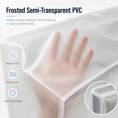 Custom Frosted PVC Dust Cover, Made to Size, Zipper Drawstring - color: Frosted Pvc
