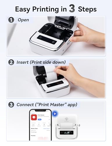 Phomemo M250 3 Inch Label Maker Machine with 3 Roll Labels | Bluetooth Thermal Label Printer, Upgrade Portable Barcode & Address Label Maker for Business, Home, School, Logo Label - color: White