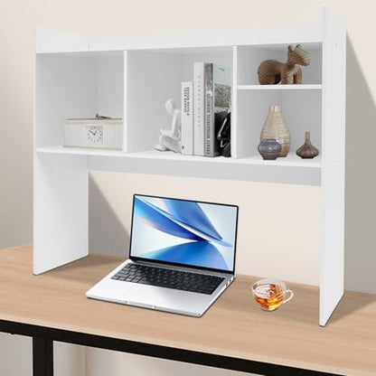 Desktop Bookshelf, 36" Desktop Organizer Shelf Oak Desk Hutch for Computer Desk 2 Tier Desk Shelf Multifunctional Freestanding Storage Rack Display Shelf for Home Office