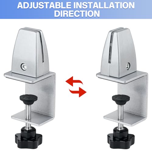 4 Packs Sneeze Guard Support, Aluminum Adjustable Partition Clamp, Acrylic Desk Divider Support, Desk Shield Clamp Privacy Panel for Counter - size: Sideclamp & 4pcs