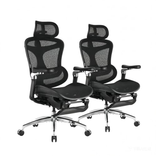 SIHOO Doro C300 Pro Ergonomic Office Chair with Footrest, Soft 6D Armrests | Dynamic Lumbar Support, Seat Depth Adjustment, Adjustable Backrest, Big & Tall Desk Chair for Home Office, 2Pcs Black - color: Jet Black, size: Pack of 2