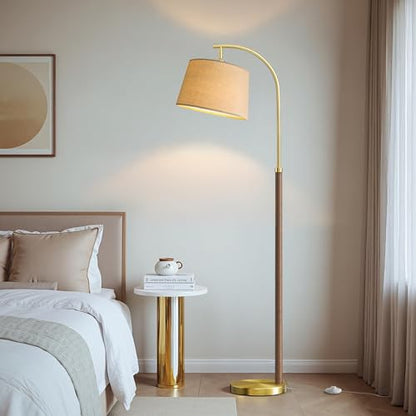 62.5" Wood Floor Lamps for Living Room with Foot Switch Tall Standing Lamp - color: Chestnut
