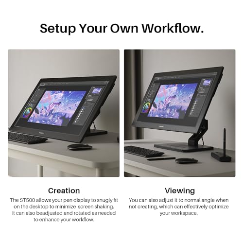 HUION ST500 Single Monitor Arm for 17-32 Inch Screens | Holds up to 22 lbs, Gas Spring Full Motion, Adjustable Monitor Mount, VESA 75x75 & 100x100mm - size: Freestanding