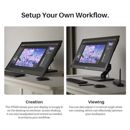 HUION ST500 Single Monitor Arm for 17-32 Inch Screens | Holds up to 22 lbs, Gas Spring Full Motion, Adjustable Monitor Mount, VESA 75x75 & 100x100mm - size: Freestanding