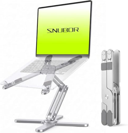 Model-X 3.0 Laptop Stand, Laptop Stand for Desk Adjustable Height, 360 Rotating Laptop Riser Aluminum Portable Foldable Computer Stand for MacBook Pro Air 10–17 inches