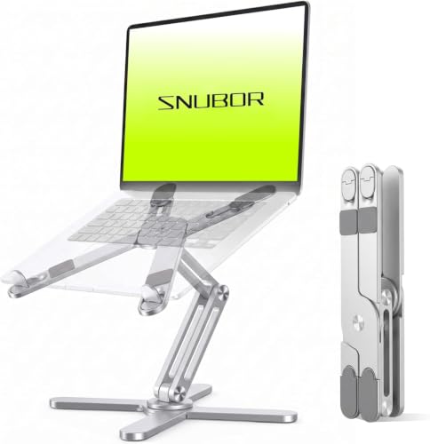 Model-X 3.0 Laptop Stand, Laptop Stand for Desk Adjustable Height, 360 Rotating Laptop Riser Aluminum Portable Foldable Computer Stand for MacBook Pro Air 10–17 inches