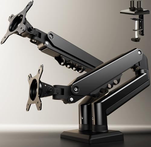 SIAGO Dual Monitor Stand, 15 to 32 Inch Monitor Arm, Adjustable Monitors Mount with C-Clamp and Grommet Installation, Made of Iron and Al, VESA Monitor Stand for Desk - Fits 4.4 to 19.8lbs Monitors - size: X-Large