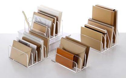 SANRUI Acrylic Mail Organizer with Pen Holder, Clear Mail Sorter, 4-Slot - size: 4 Slots with Pen Holder