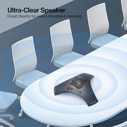 Conference Speaker and Microphone - Bluetooth Speakerphone with Daisy Chain, 360° Omnidirectional Voice Pickup, Echo & Noise Cancellation, Support Wireless Dongle, USB Connection, for Meeting Room