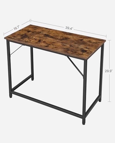 VASAGLE Computer Desk, Office Work Desk, 39.4 x 19.7 x 29.9 Inches, for Study, Bedroom, Home Office, Living Room, Rustic Brown and Ink Black ULWD41X | Gaming Desk, Home Office Desk, Modern Basic Style, Steel Frame, Rustic Brown and Matte Black, BARNET Col