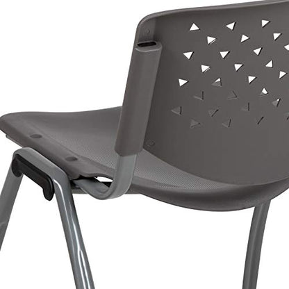 5 Pack Home and Office Gray Plastic Guest Stack Chair with Perforated Back - color: Grey