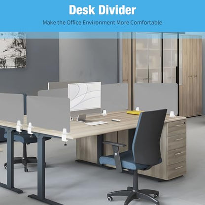 Desk Divider 4 Pcs Desk Privacy Panel 47.2''L x 15.8W'' Office Partitions Grey Acrylic Panel Pack of 4 Desk Divider Partition with Adjustable Universal Base Brand: Yeaborn - size: 47.2''L x 15.8W''