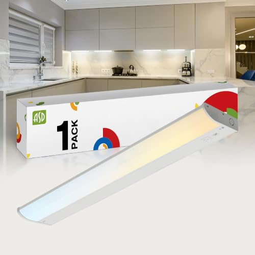 ASD LED Under Cabinet Lighting, 24 inch 12W 822 LM, Dimmable Hardwired Under Cabinet Lights for Kitchen, 3000K Soft/4000K Cool/5000K Daylight, Under Counter Light Fixtures, ETL, White, Bullnose Design - color: 24 Inch White, size: 1 Pack